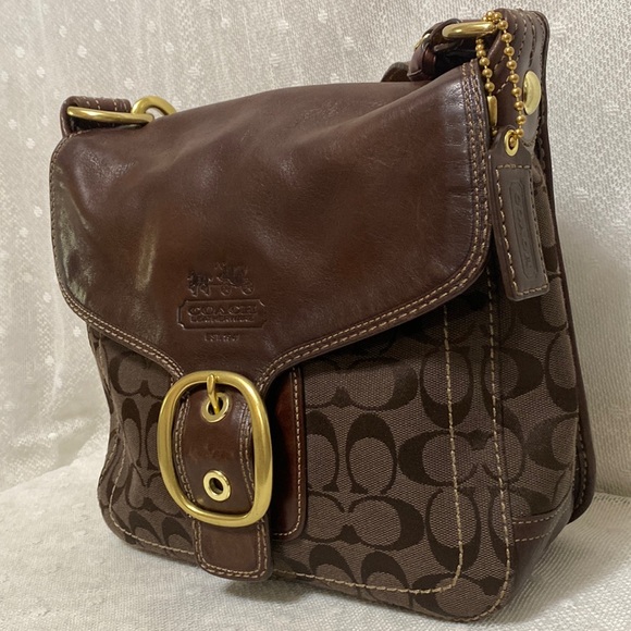 *SOLD*Coach Bleecker 65th Anniversary Jaquared Canvas Leather Shoulder Bag/Brown - Picture 4 of 17